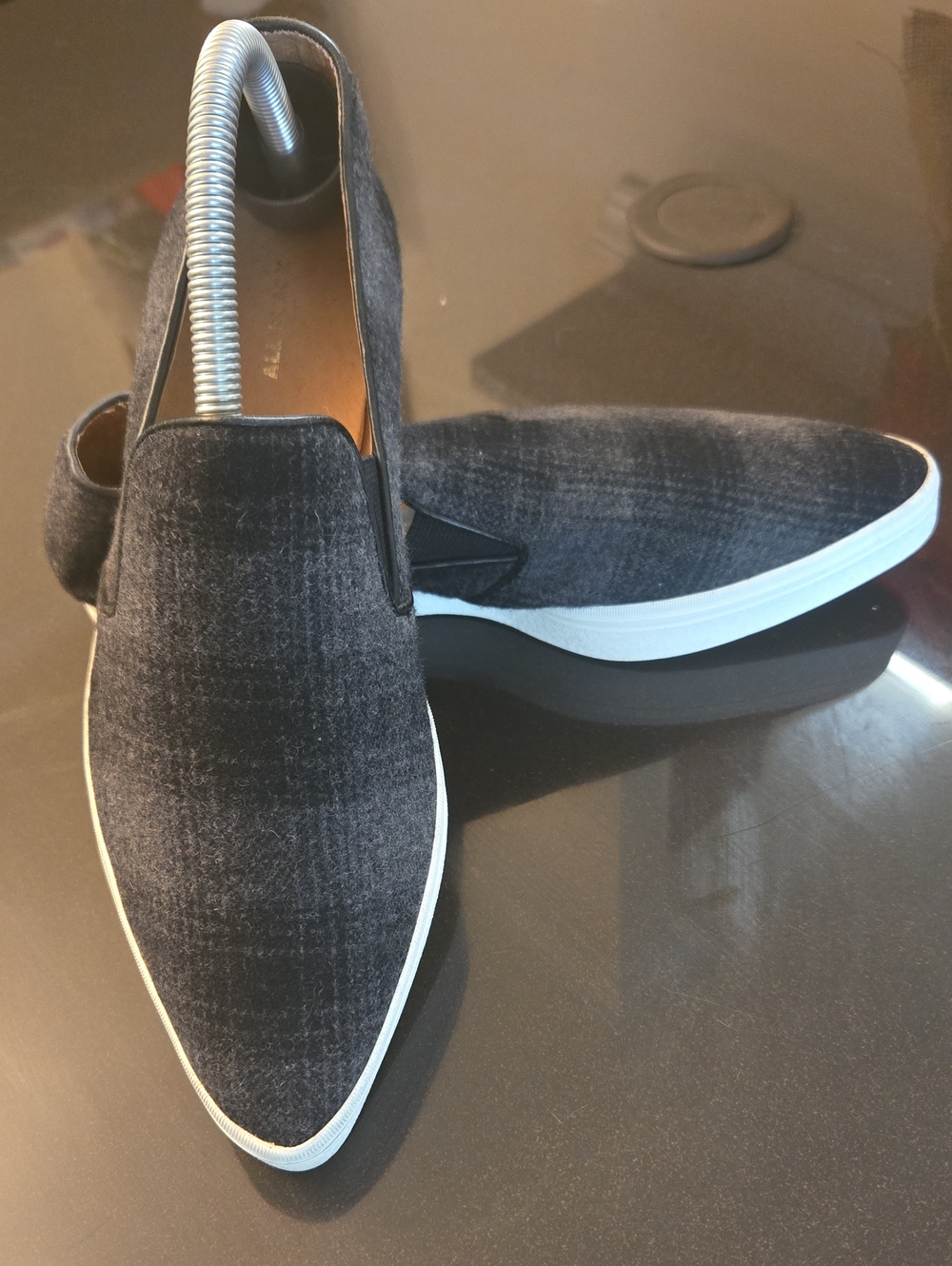 Black Velvet Men's Slip-On Loafers with White Sole